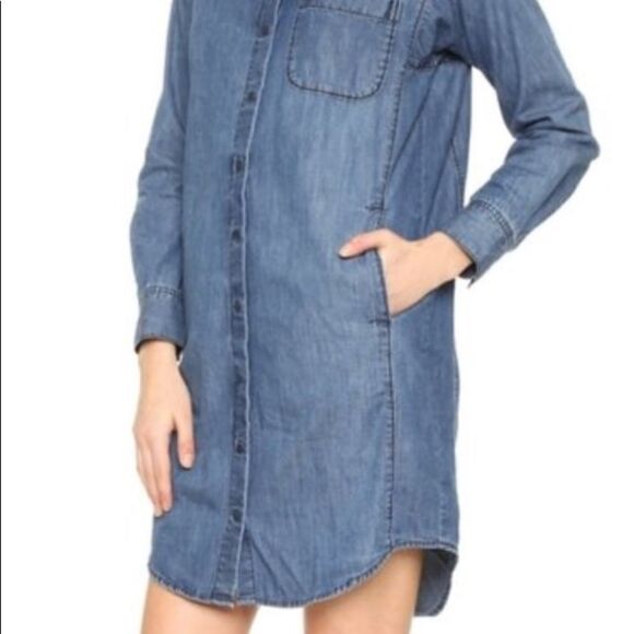 NWT Madewell Denim Long Sleeve Shirtdress - Picture 1 of 9